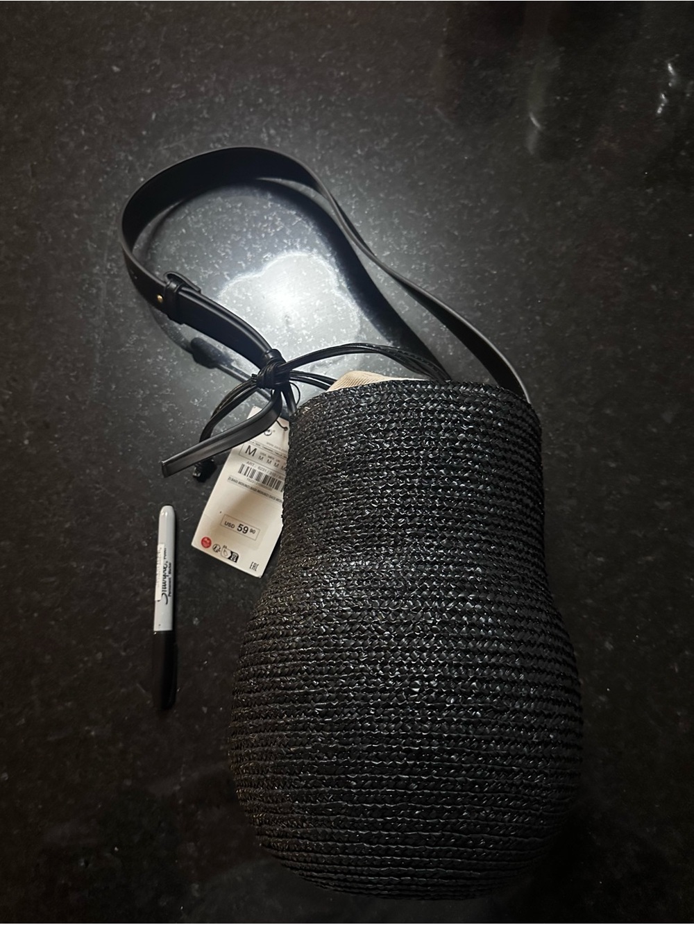 Zara Black Women's Woven Crossbody Bag